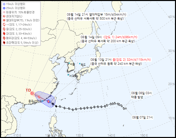 제 11호 태풍 버들(PODUL) 발생 경로